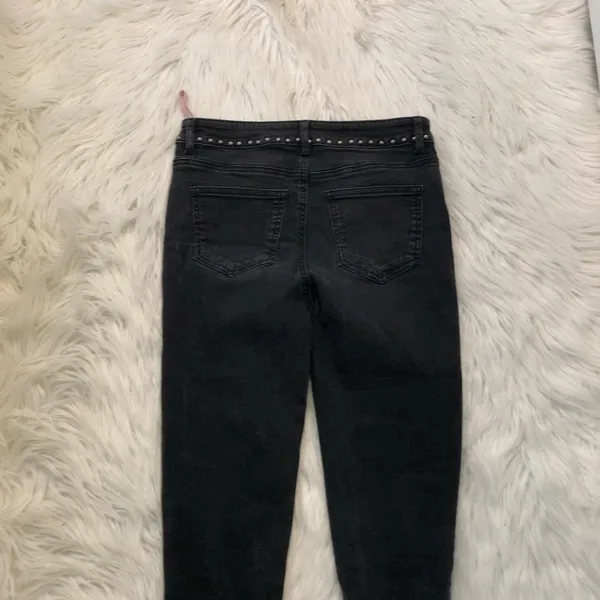 Five Plus Women's Size Small Cropped Jeans Black Fringe Studded Waist - Image 10