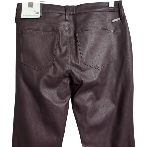 NWT KanCan Yoko Mid Rise Faux Leather Bootcut Pants Burgundy Flare Pants 9/28 - Image 5