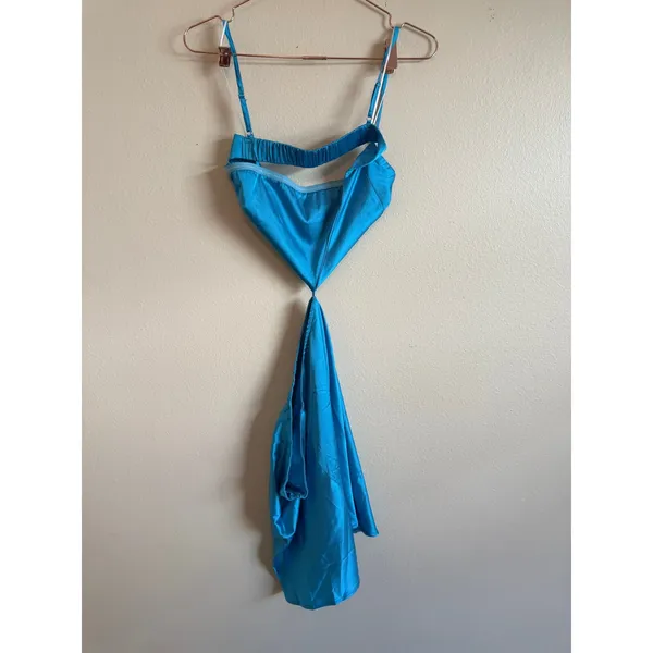 Princess Polly Mini Dress Women 12 Blue Cutout‎ Satin Party Clubwear Strappy - Image 4