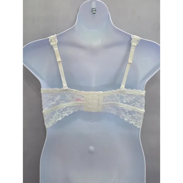 White Romantic Fairy Boudoir Bridal Cottage Lingerie Feminine Floral Lace Bra 3X - Image 2