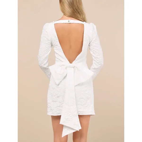 Lulus White Jacquard Elevated Icon Mini Dress Sz.M NWT - Image 5