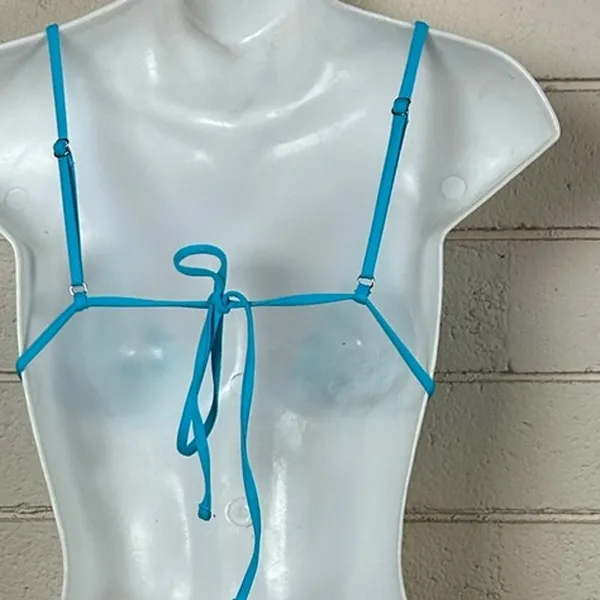 Frankie’s Bikinis Blue Triangle Bikini Top size M - Image 5