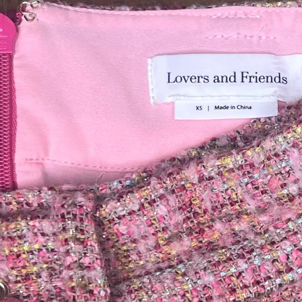 Lovers‎ + Friends REVOLVE Amira Notched Front Tweed Mini Skirt Belt Pink Size XS - Image 12