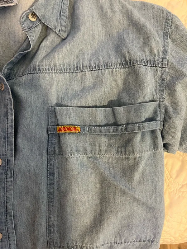 Vintage Jordache Denim Chambray Button Down Shirt - Image 5