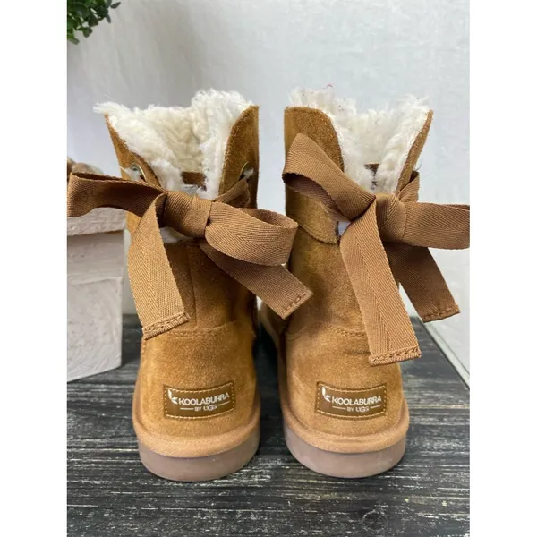 Ugg Koolaburra Tan Andrah Short Leather Fleece Lined Boots Shoes 5 - Image 4