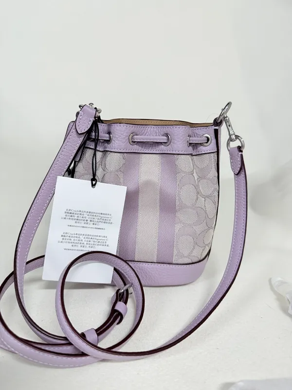 Coach Mini Dempsey Bucket Bag In Signature Jacquard With Stripe And Coach Patch C8322 - Image 3