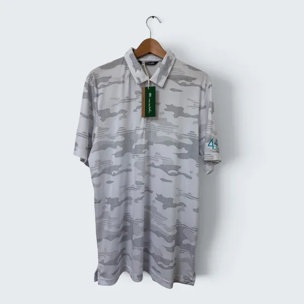 Travis Mathew NWT Gray Camo Beachside Stealth Polo Shirt, Size XL, MSRP $109 - Image 2