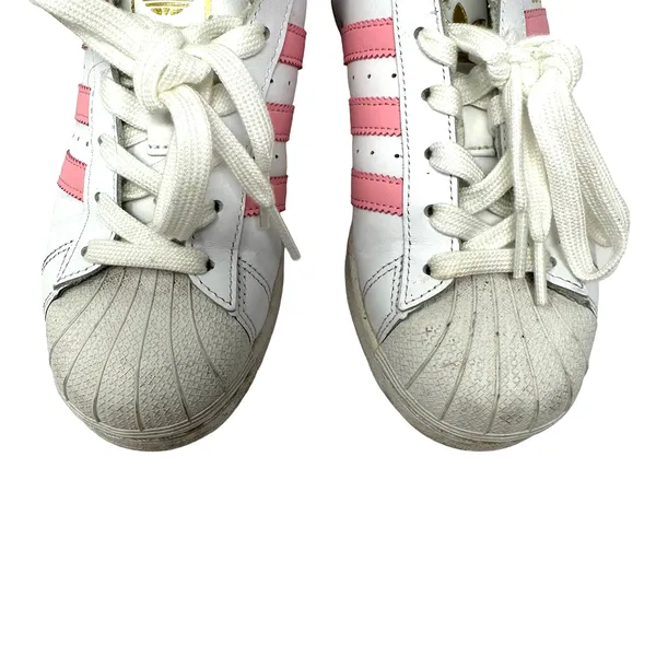 Adidas size 5 EVM 004001 white pink clamshell toe lace up sneakers‎ superstar - Image 3