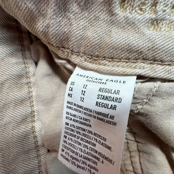 American Eagle Mid Rise Baggy Wide Leg Cargo Pants Utility Tan Womens 12 Skater - Image 10