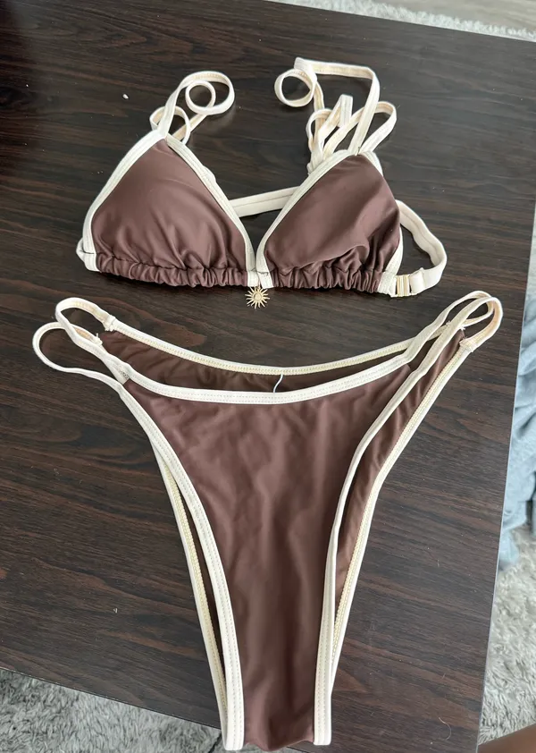 West Coast Contrast Bikini Set Brown Size M - Image 2