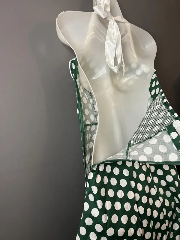 Dressystar Dress Womens Small Green Polka Dot Halter Fit & Flare Retro 50s - Image 8