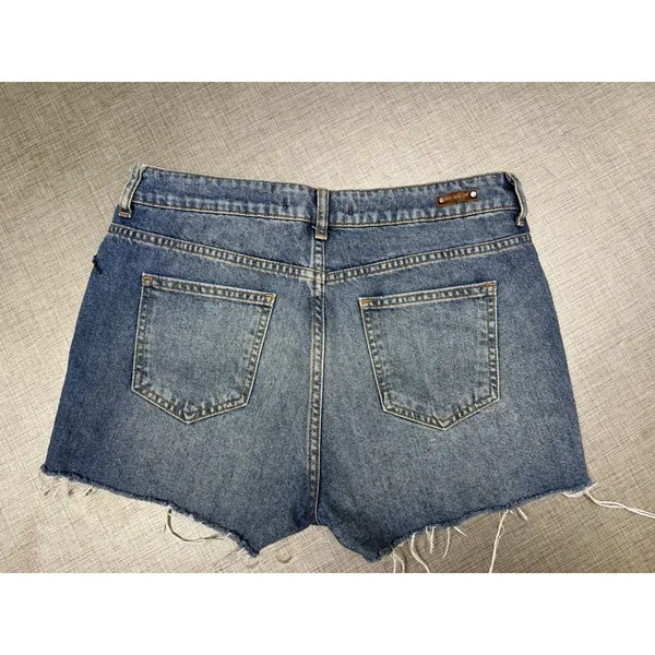 Zara Basic Z1975 Denim Cut Off Shorts Blue Women's Size‎ 6 Beaded Embrodiered - Image 3