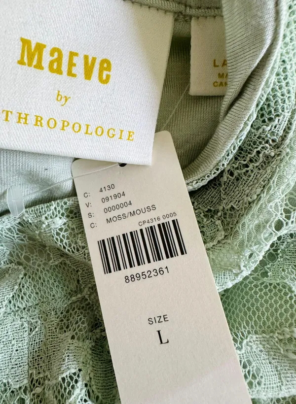 Anthropologie Maeve Mock-Neck Ruffle Sleeve Lace Mini Dress, Size L - Image 11