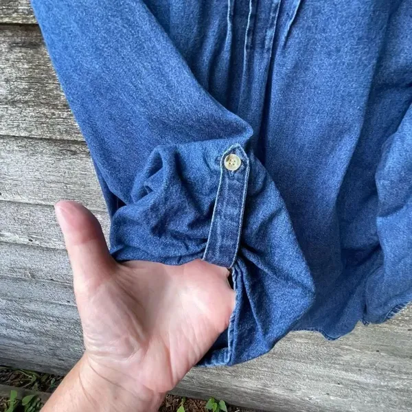 Tantrums size 1X pleated roll tab sleeves denim tunic. - Image 3
