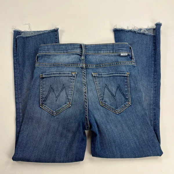 MOTHER Insider Crop Step Fray Jeans Not Rough Enough Wash Stretch Denim Size 25 - Image 11