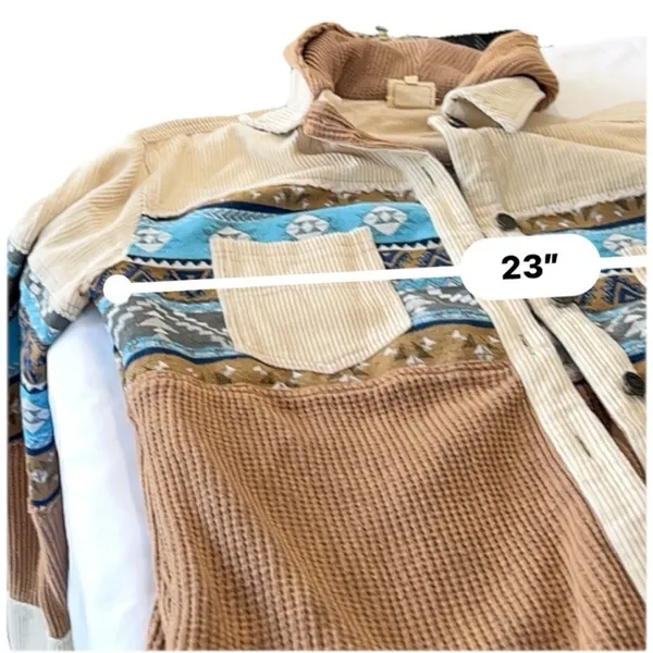 Sterling & Stitch Womens S Corduroy Shacket Southwestern Patchwork Jacket Boho - Image 13