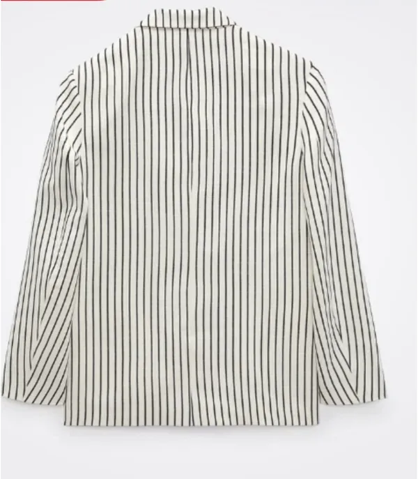 Zara Oversized Black and White Striped Blazer - Image 2