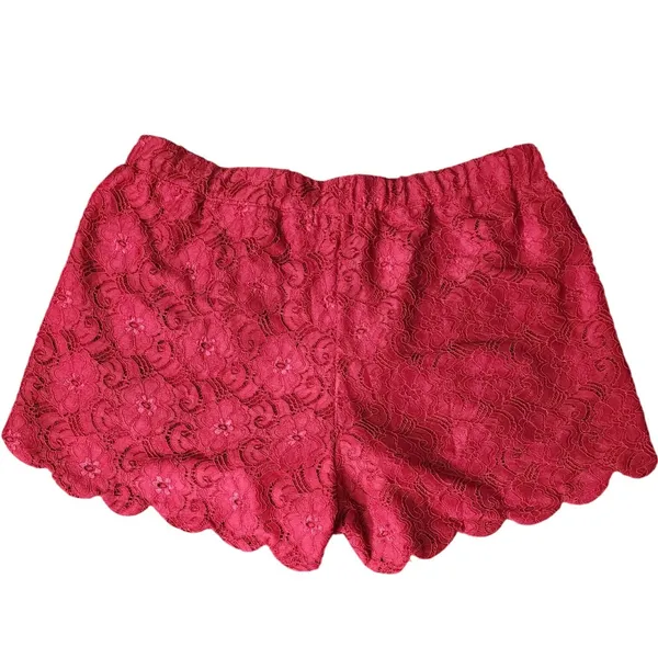 Umgee Women Shorts Red‎ Floral Lace Scalloped Hem Shorts, L - Image 5