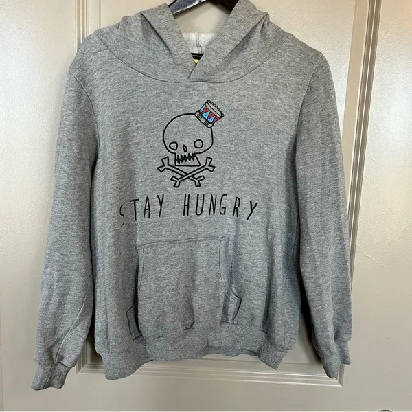 Stay Hungry Pullover Hoodie‎ Gray Size M - Image 2