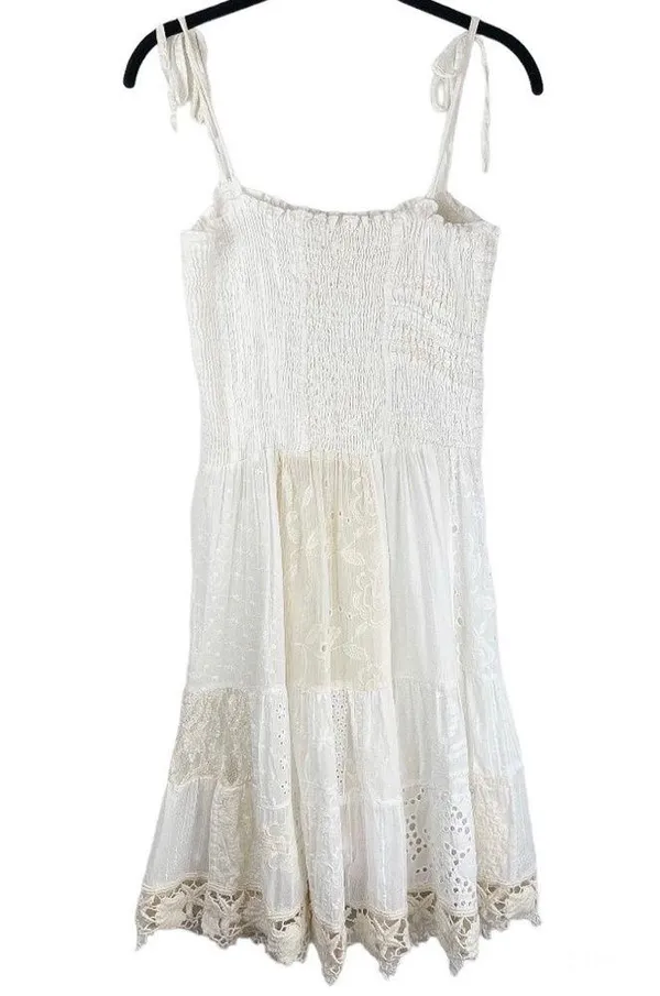 Antica Sartoria Crochet Lace Boho Mini Dress Beachy Sz S/M - Image 2