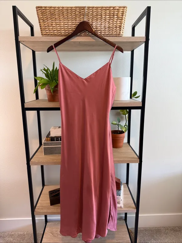 NWT Abercrombie & Fitch Spaghetti Strap Silky Hand Lined Long Slip Dress, L - Image 2