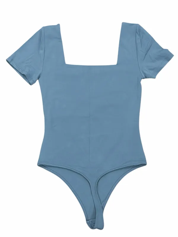 Aritzia Contour Square Neck Dusty Blue Short Sleeve Bodysuit - Image 2