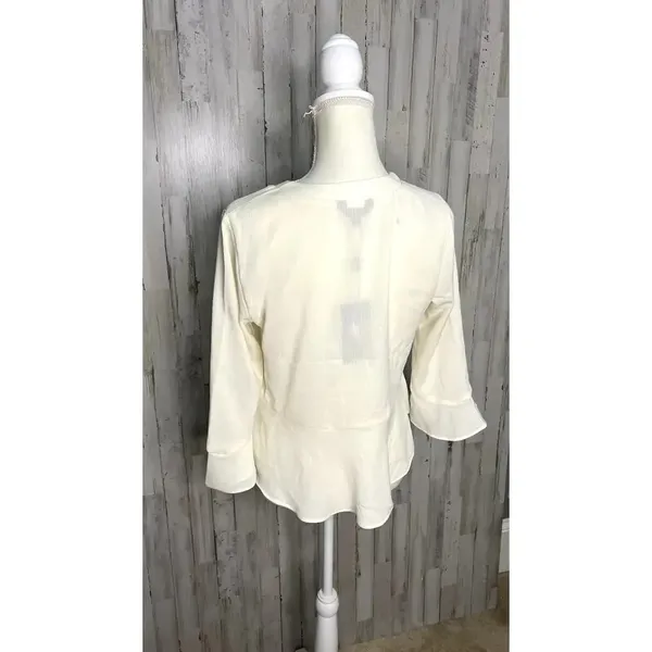 NWT Frye‎ Women's Lace-Up Bell Sleeve Blouse Ivory Size Small Casual Spring - Image 4