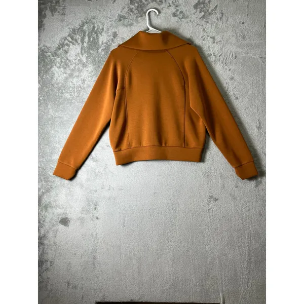 Spanx AirEssentials Half Zip Pullover Butterscotch Orange Soft Lounge Top Small - Image 3