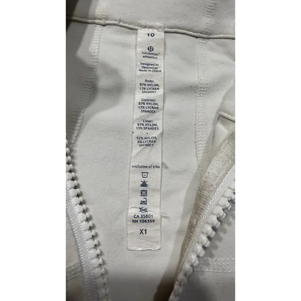 Lululemon Athletica Womens Full Zip Hooded Jacket Cream Size 10 Striped Sleeves - Image 6