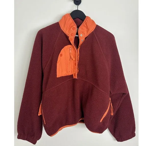 FREE PEOPLE Movement Hit The Slopes Pullover in Dark Red Size Medium - Image 4
