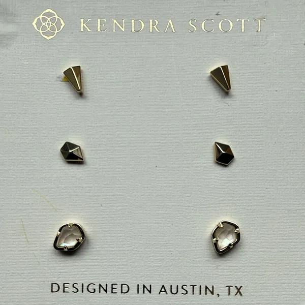 Kendra Scott Jensen Gold Geometric Stud Earrings Set New 3 pc - Image 4