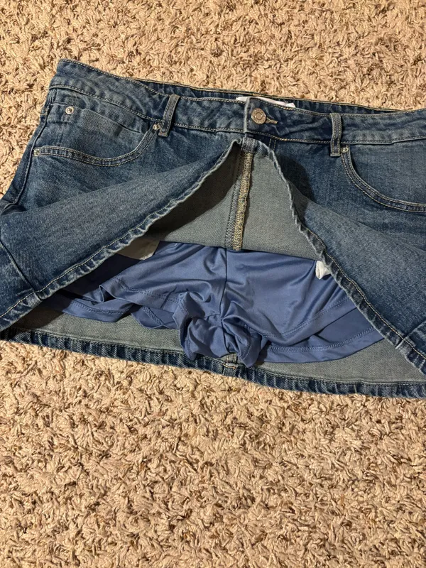 Garage Denim Micro Skort  In pixie blue  - Image 4