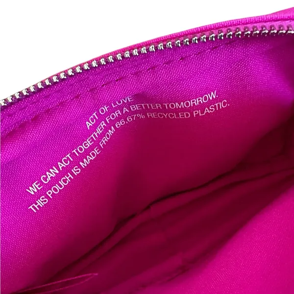 Valentino Hot Pink Studded Mini Clutch Pouch Bag Wallet Purse V Charm Zipper - Image 5