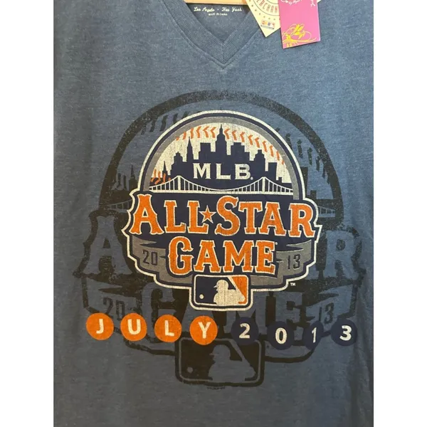 MLB All Star Game Blue Vneck Tee Women's Sz S NWT - Image 2
