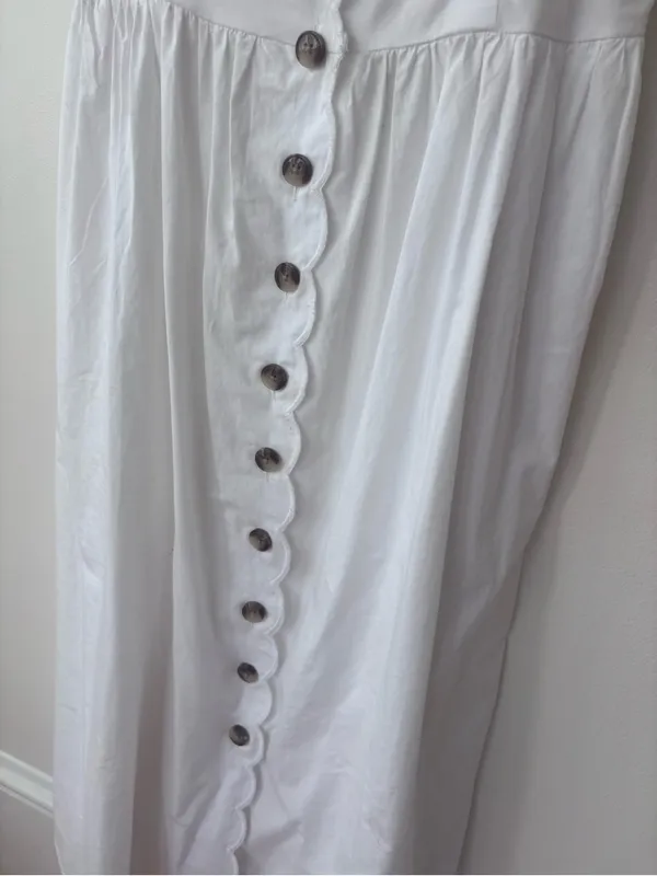 J.Crew White Cotton Scalloped Button Front Midi Dress Size 4 - Image 4