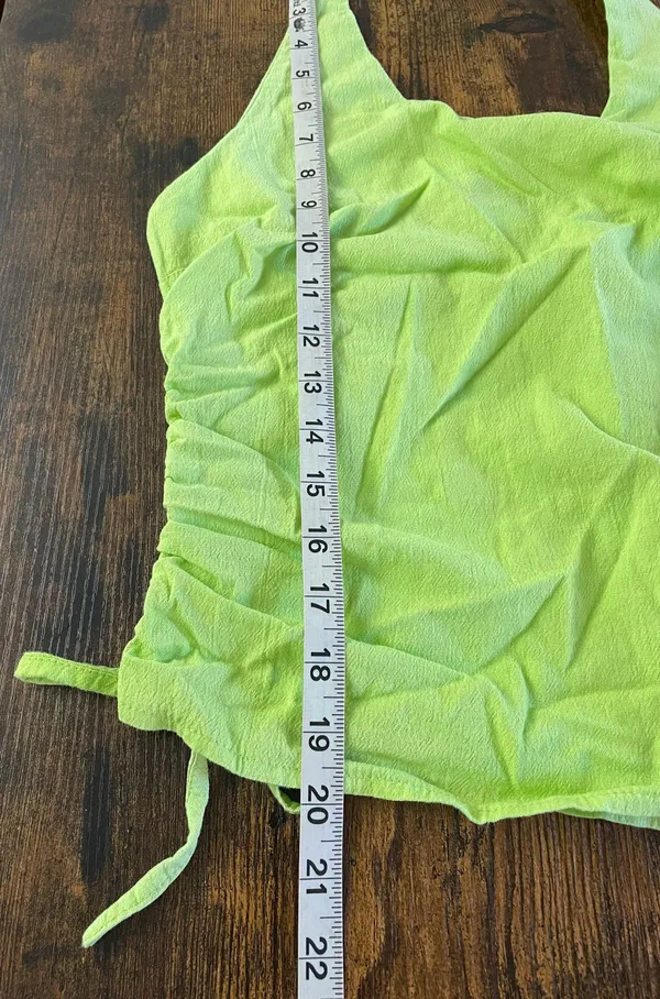 Y2K Halter Green Ruched top Size L - Image 4