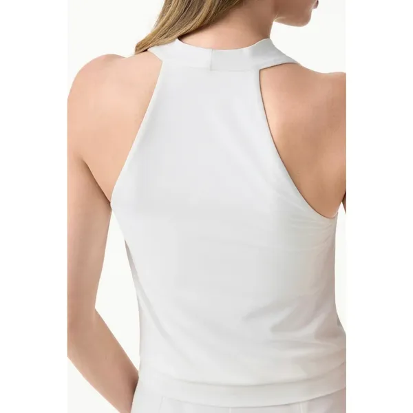 OGL Women Small White Stretch Linen Blend Cowl Neck Tank Top Brand New - Image 7