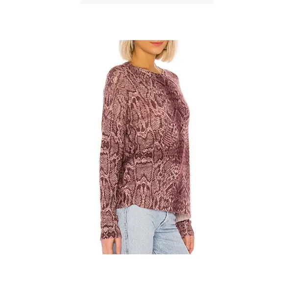 360 Cashmere Khloe Snake Print 100% Cashmere Sweater Women Large Boutique Mauve - Image 3