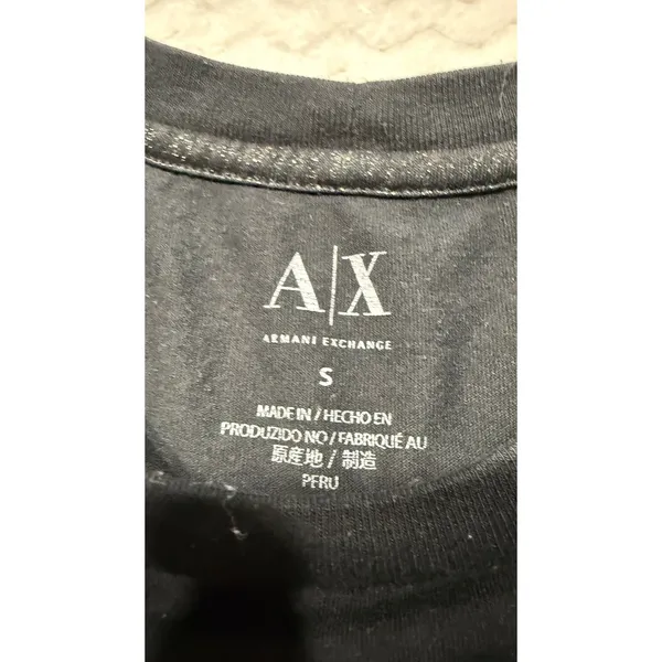 Armani Exchange Womens Black Tonal Logo Graphic Short Sleeve T-Shirt Size S - Image 3