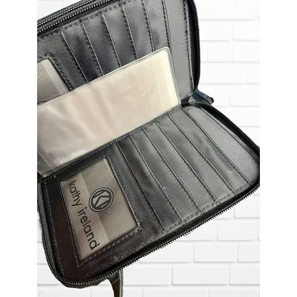 5/$25 Kathy Ireland Purse‎ Crossbody Grey Blue Flower Floral - Image 7
