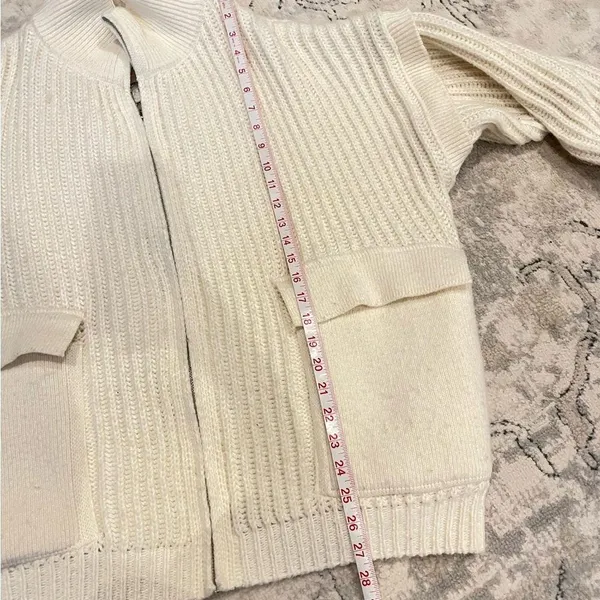 Cozy White Cream Zip-Up Oversized Cardigan Sweater - Image 7