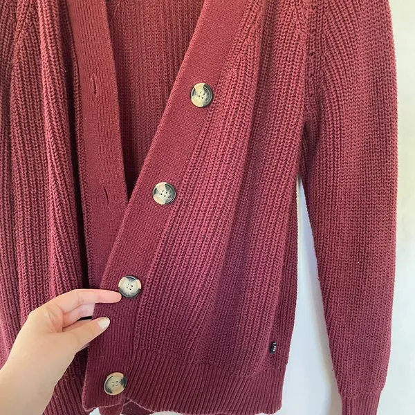 GAP button down knit cardigan maroon red women's size S cotton sweater casual‎ - Image 2