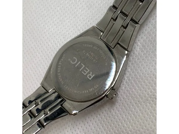 SilverTone tone Relic date watch 26mm all stainless steel 50MWR 5.5” running - Image 6