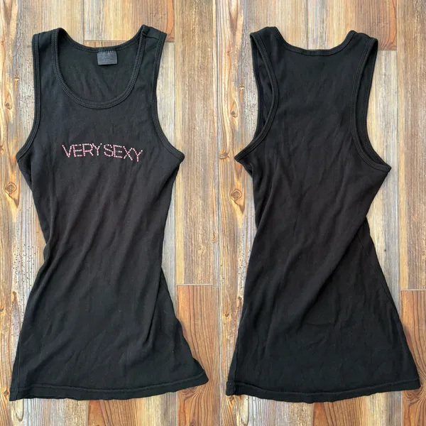 Vintage Y2K Victoria’s Secret Very Sexy Rhinestone Ribbed Tank Top - Image 3