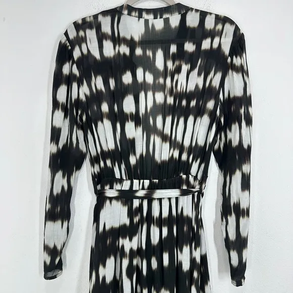 Bella Dahl XS Black White Contemporary Maxi‎ Dress Button Front Long Sleeve - Image 12