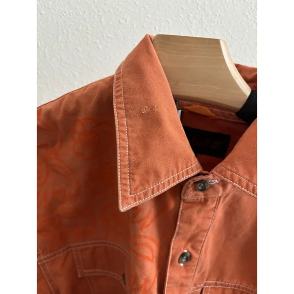 Vtg Timberland TBL-73 Orange Canvas Jacket CAT &‎ Floral Embroidery Women’s S - Image 7