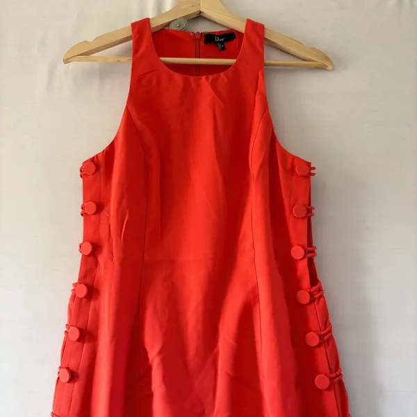 Lulus Bright Orange Maxi Dress CD4992 Side Button Sleeveless Racerback M - Image 2