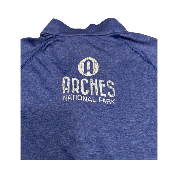 BAW Arches‎ National Park Quarter Zip Pullover Blue Heather Ladies XL Thumbholes - Image 4