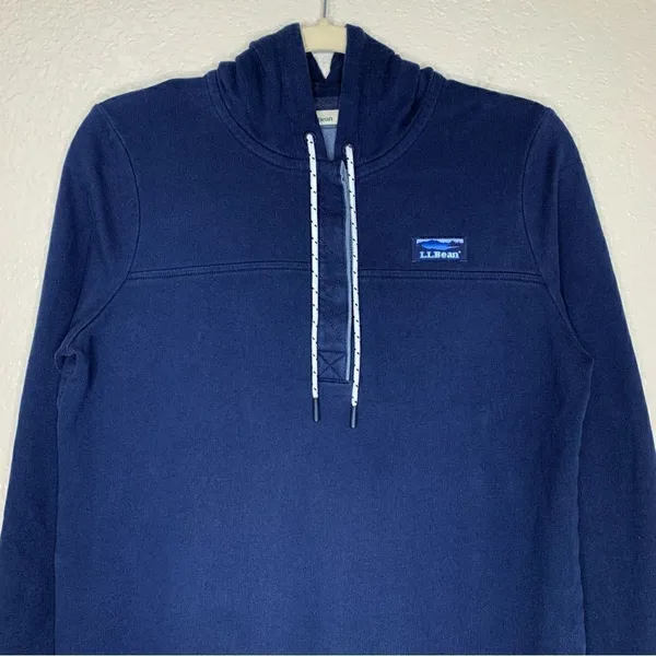L.L Bean Women’s Outdoors Blue Pullover Hooded Sweatshirt, Sz Small - Image 2