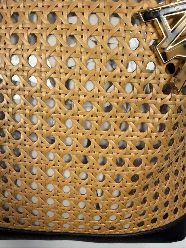 New Anne Klein Raffia Bucket Bag And Clutch Black Crossbody Shoulder Purse - Image 9